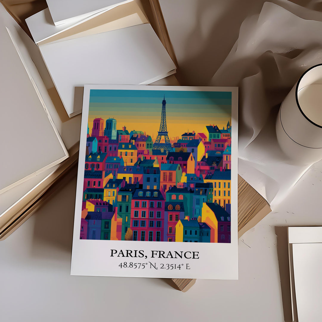 Paris France Art, Paris Retro Travel Art, Paris France Home Decor, Paris Gift, France Travel Art, Travel Prints, Housewarming Gift