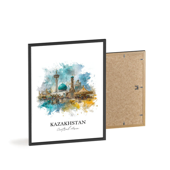 Kazakhstan Wall Art, Kazakhstan Print, Kazakhstan Watercolor Art, Kazakhstan Country Gift, Travel Print, Travel Poster, Housewarming Gift
