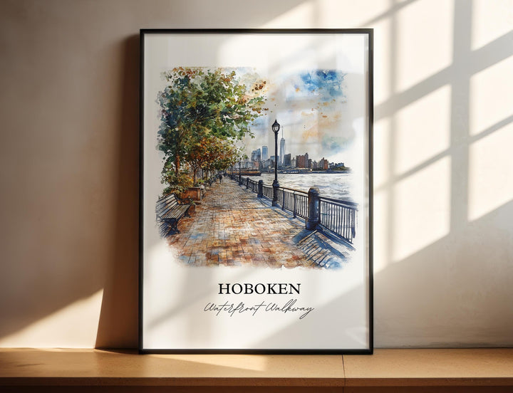 Hoboken NJ Wall Art, Hoboken Print, North Jersey Watercolor Art, Hoboken Gift, Travel Print, Travel Poster, Housewarming Gift