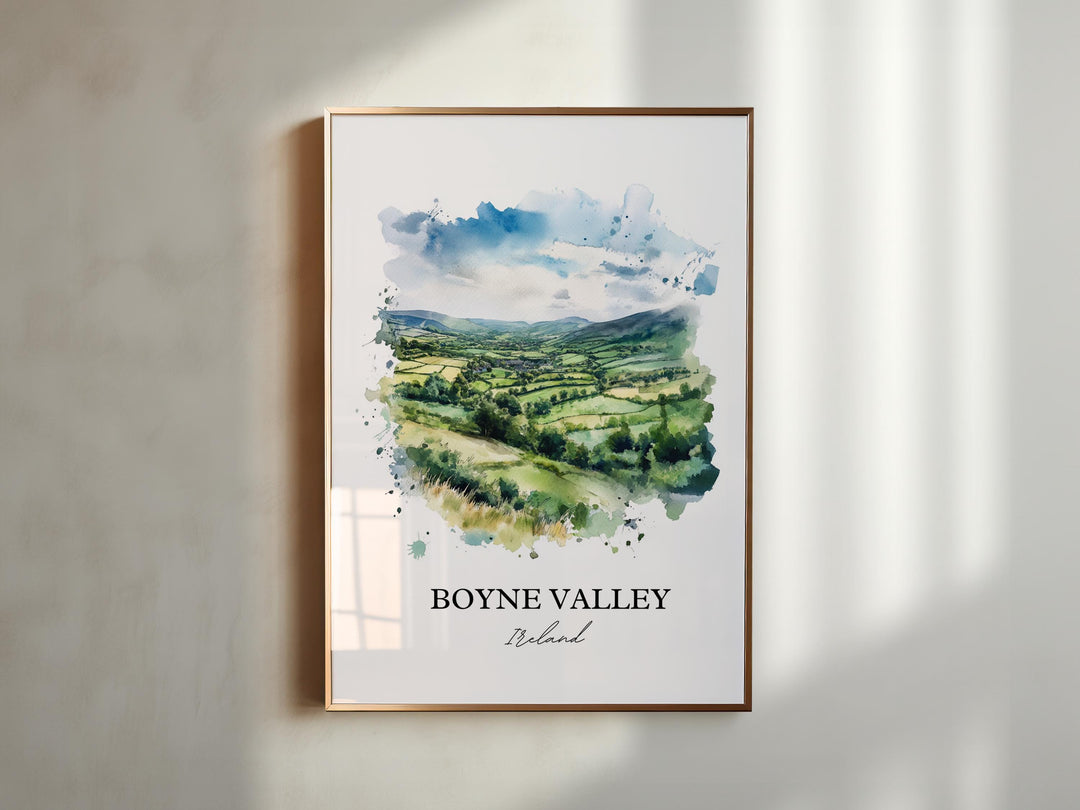 Boyne Valley Wall Art, Meath Ireland Print, Ireland Watercolor Art, Boyne Valley Gift, Travel Print, Travel Poster, Housewarming Gift