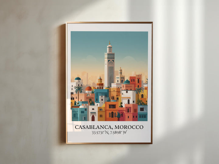 Casablanca Art, Casablanca Retro Travel Art, Casablanca Morocco Decor, Morocco Gift, Morocco Travel Art, Travel Prints, Housewarming Gift