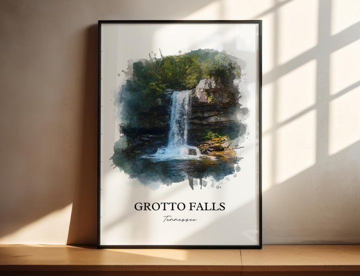 Grotto Falls Wall Art, Sevier County TN Print, Tennessee Watercolor Art, Grotto Falls Gift, Travel Print, Travel Poster, Housewarming Gift