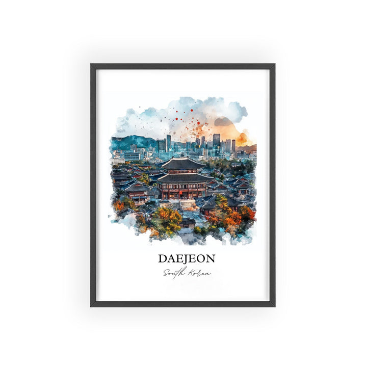 Daejeon Wall Art, Sobaek Mountains Print, South Korea Watercolor Art, Daejeon Gift, Travel Print, Travel Poster, Housewarming Gift
