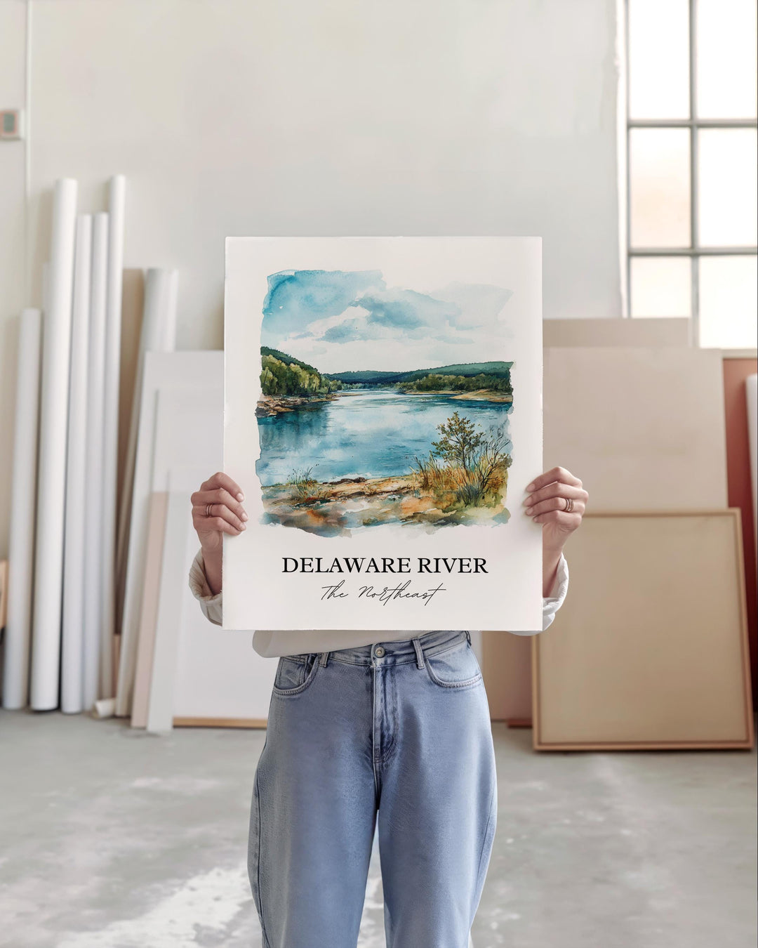 Delaware River Wall Art, Delaware Print, Delaware Watercolor Art, Delaware River Gift, Travel Print, Travel Poster, Housewarming Gift