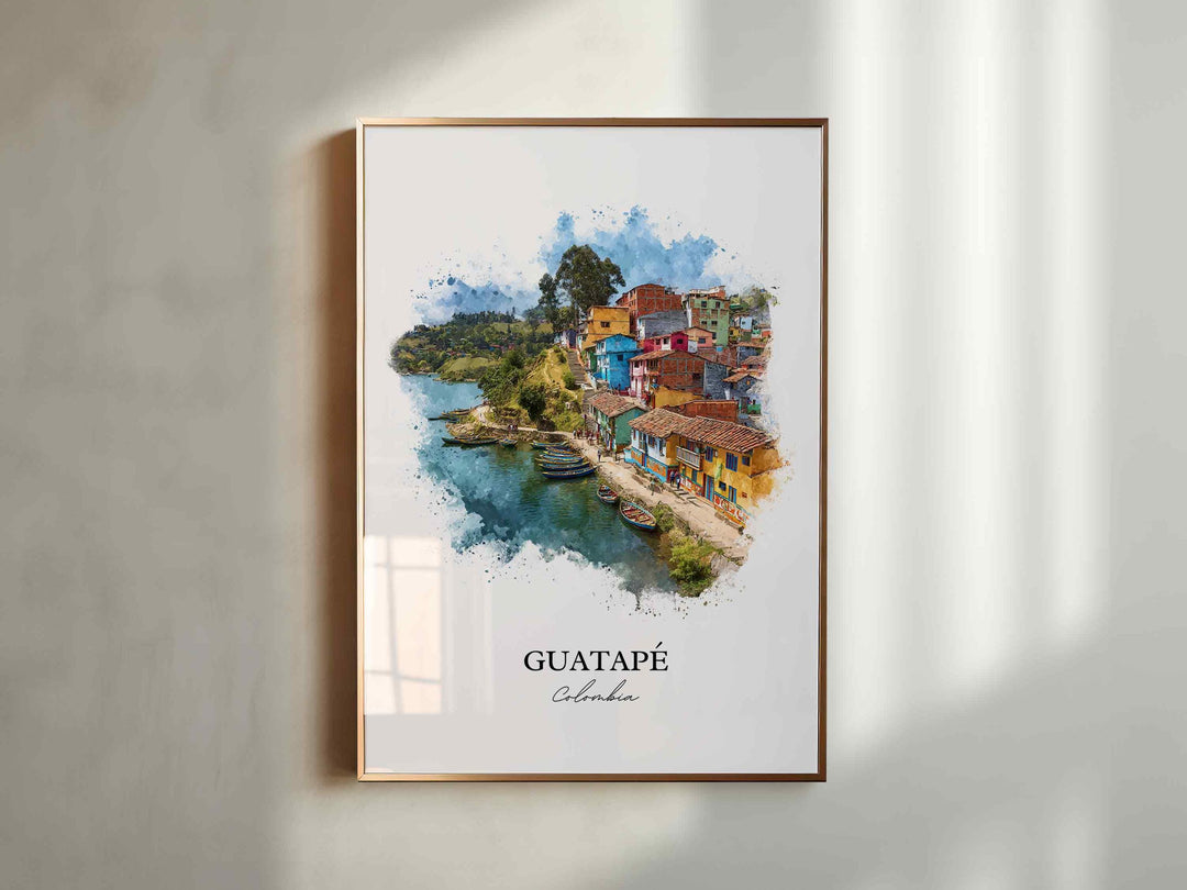 Guatapé, Colombia – Watercolor Art Print