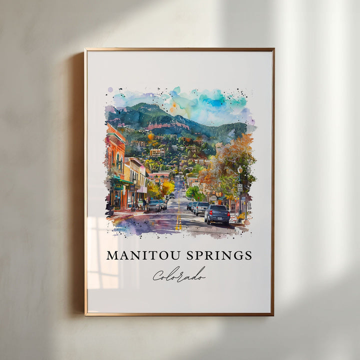 Manitou Springs Art, Manitou Springs CO Print, Pikes Peak Watercolor, Manitou Springs Gift,