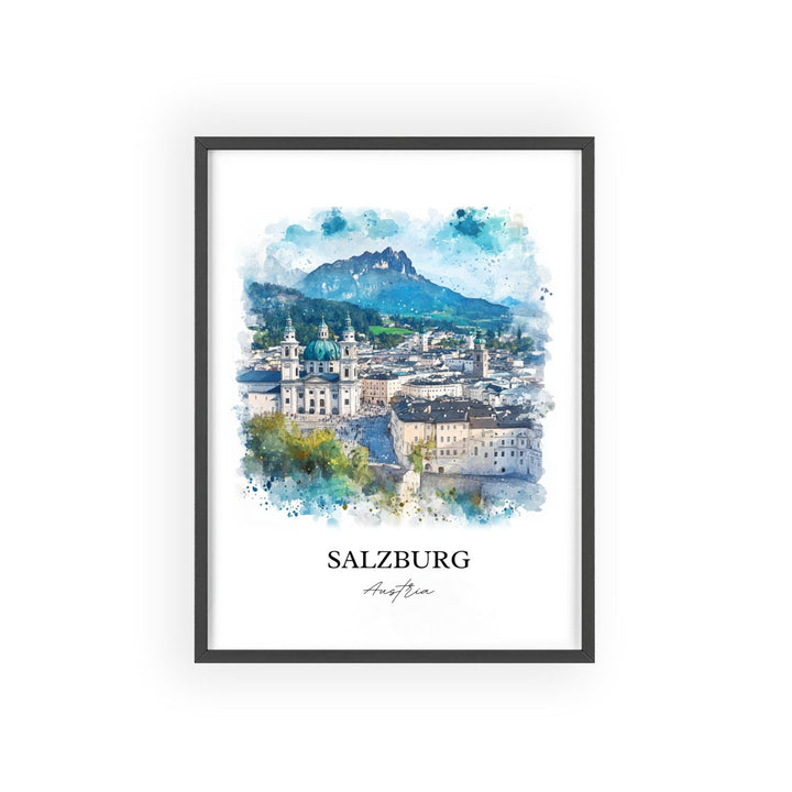 Salzburg Wall Art, Austria Print, Austria Watercolor Art, Salzburg Gift, Travel Print, Travel Poster, Housewarming Gift