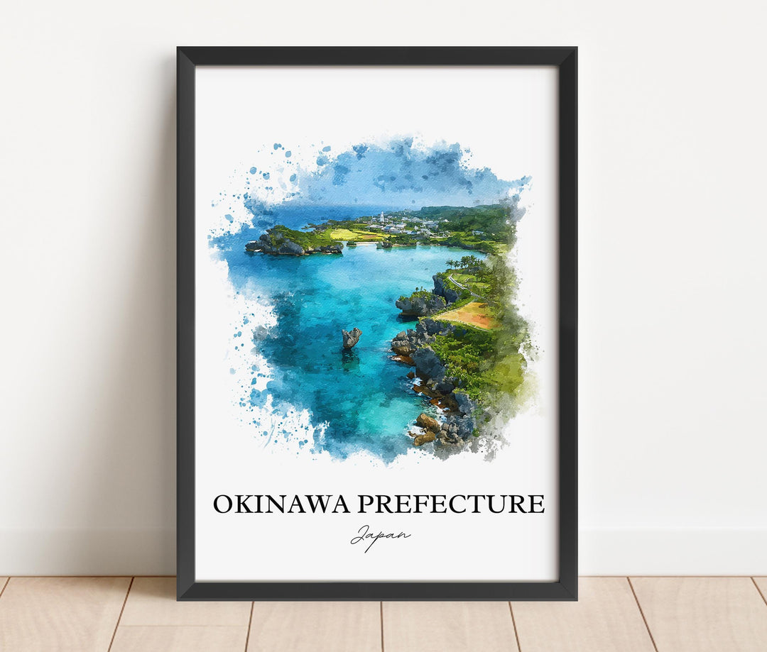 Okinawa Wall Art, Okinawa Print, Okinawa Watercolor Art, Okinawa Japan Gift, Japan Travel Print, Travel Poster, Housewarming Gift