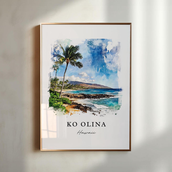 Ko Olina HI Wall Art, Ko Olina Print, Kapolei Hawaii Watercolor Art, Ko Olina Gift,