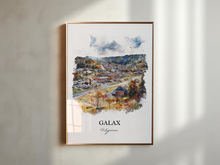 Galax VA Wall Art, Carroll County Print, Virginia Watercolor Art, Galax Virginia Gift, Travel Print, Travel Poster, Housewarming Gift