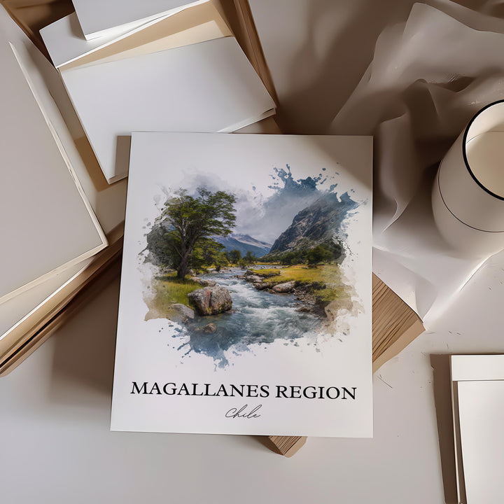 Magallanes Region Wall Art, Última Print, Chile Watercolor Art, Magallanes Chile Gift, Chile Travel Print, Travel Poster, Housewarming Gift