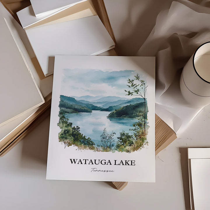Watauga Lake Wall Art, Elizabethton TN Print, Tennessee Watercolor Art, Watauga Lake TN Gift, Travel Print, Travel Poster, Housewarming Gift