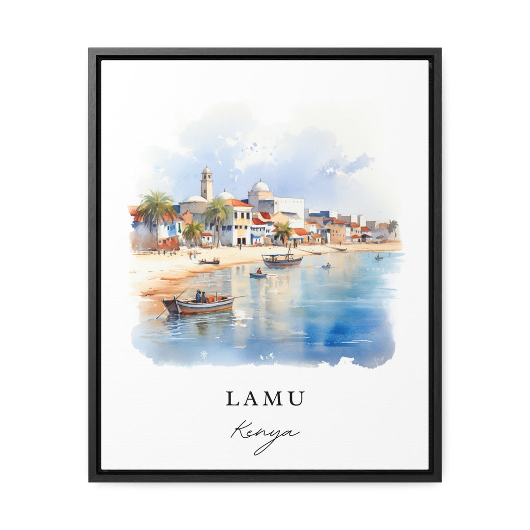 Lamu traditional travel art - Kenya, Lamu poster, Wedding gift, Birthday present, Custom Text, Personalized Gift