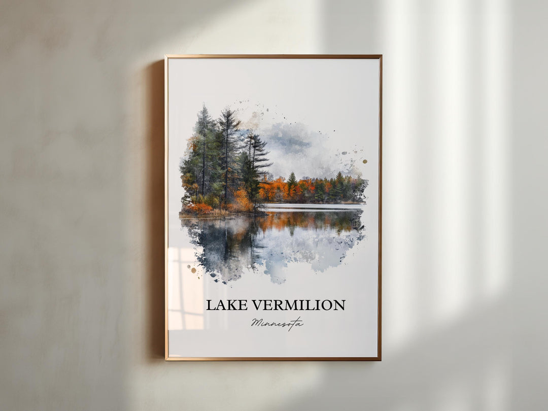 Lake Vermilion Wall Art, Tower Minnesota Print, Minnesota Watercolor, Lake Vermilion MN Gift, Travel Print, Travel Poster, Housewarming Gift