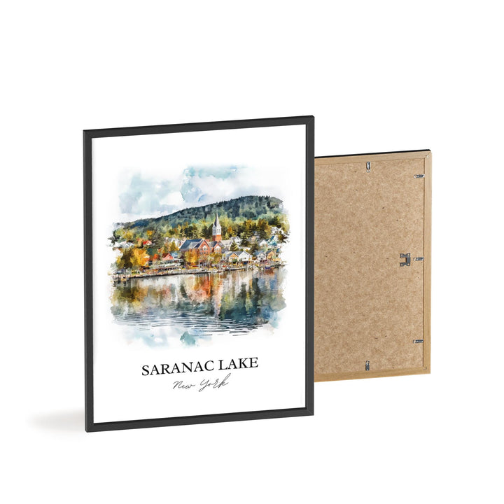 Saranac Lake Wall Art, Adirondacks NY Print, Saranac Lake Watercolor Art, Saranac Lake Gift, Travel Print, Travel Poster, Housewarming Gift