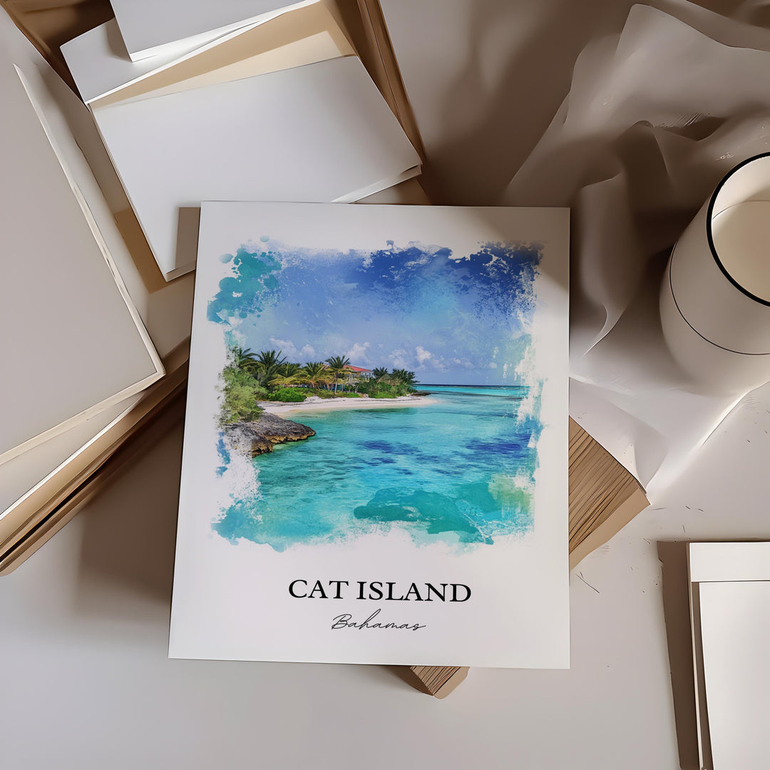Cat Island Wall Art, Mount Alvernia Print, Bahamas Watercolor Art, Cat Island Bahamas Gift, Travel Print, Travel Poster, Housewarming Gift