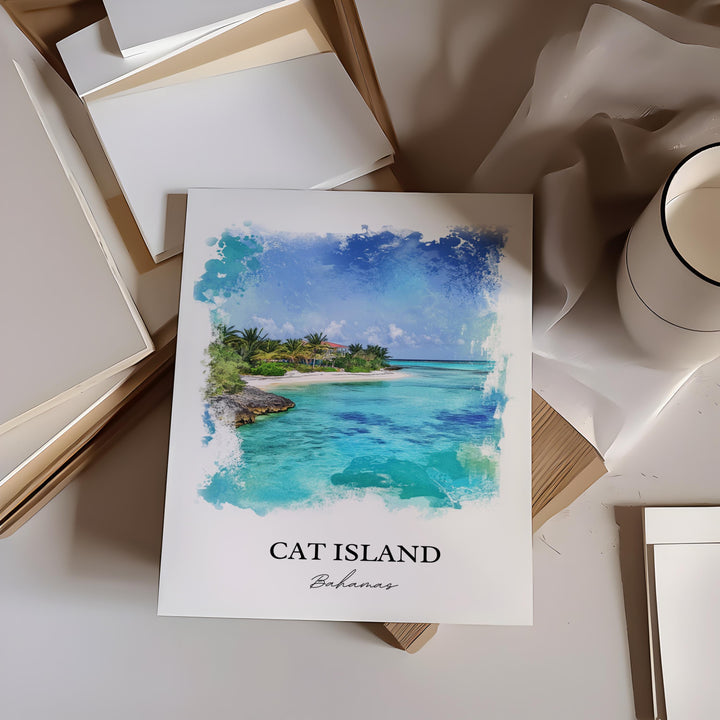 Cat Island Wall Art, Mount Alvernia Print, Bahamas Watercolor Art, Cat Island Bahamas Gift, Travel Print, Travel Poster, Housewarming Gift