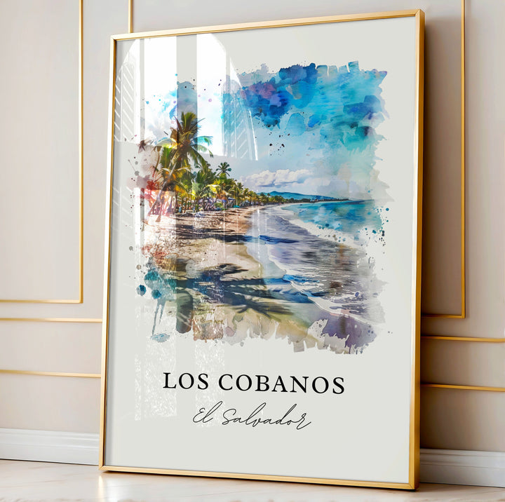 Los Cobanos Art, Los Cobanos Print, Sonsonate Watercolor, Los Cobanos El Salvador Gift,