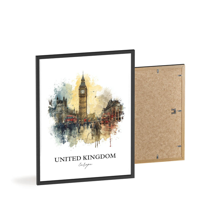 United Kingdom Wall Art, England Print, UK Watercolor Art, United Kingdom Gift, Travel Print, Travel Poster, Housewarming Gift