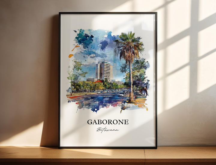 Gaborone, Botswana – Watercolor Art Print