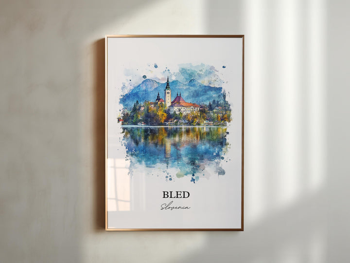 Bled Slovenia Wall Art, Lake Bled Print, Slovenia Watercolor Art, Bled Slovenia Gift, Travel Print, Travel Poster, Housewarming Gift