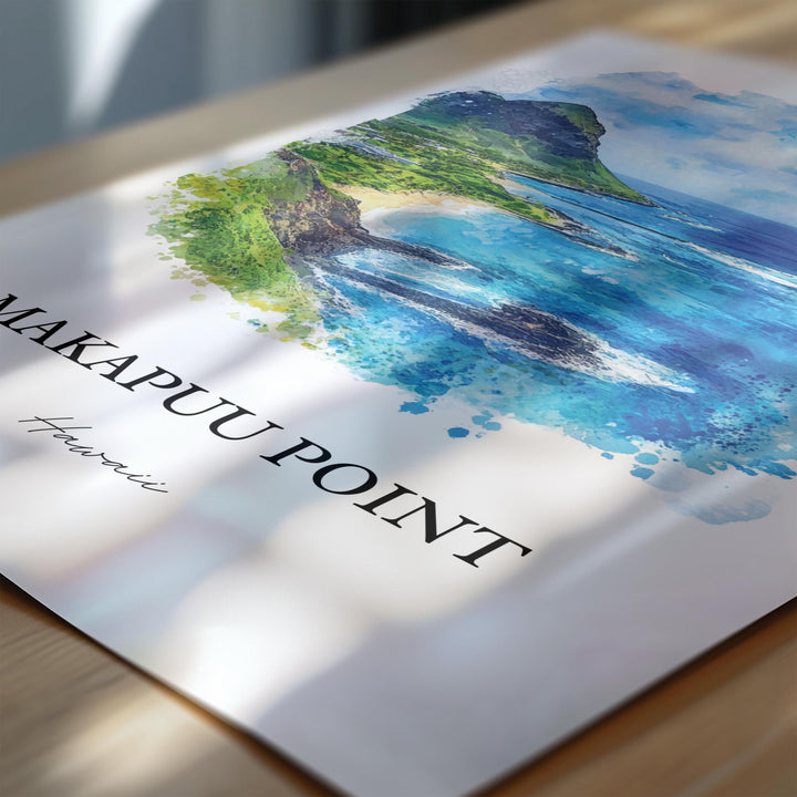Makapuu Point Wall Art, Oahu Print, Oahu Watercolor Art, Makapuu Point Gift, Travel Print, Travel Poster, Housewarming Gift