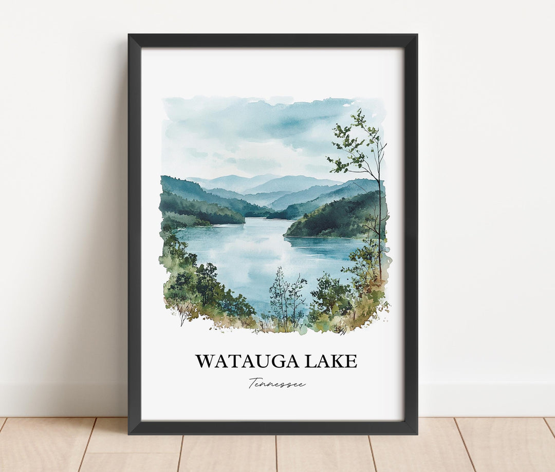 Watauga Lake Wall Art, Elizabethton TN Print, Tennessee Watercolor Art, Watauga Lake TN Gift, Travel Print, Travel Poster, Housewarming Gift