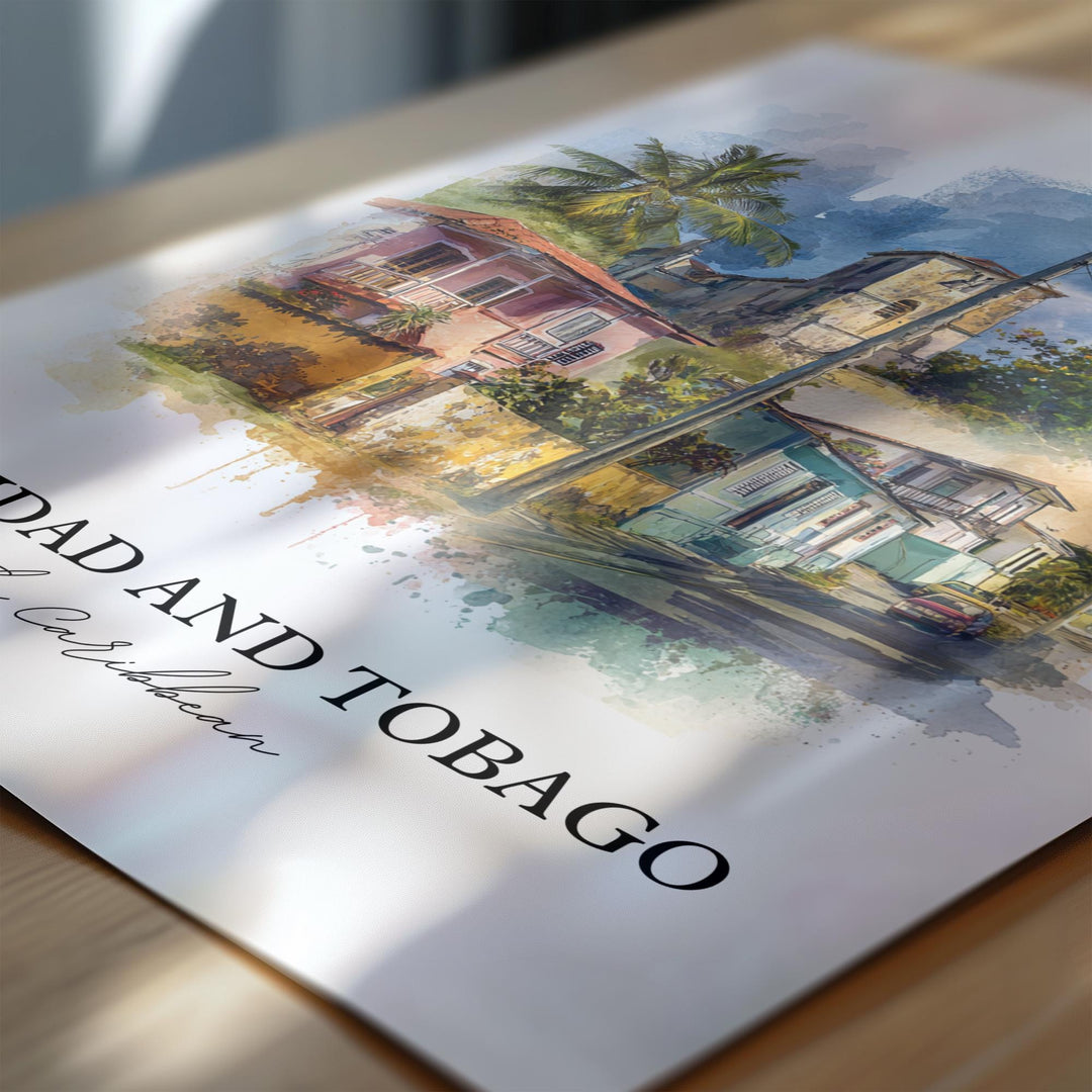 Trinidad and Tobago Art, Trinidad Print, Caribbean Watercolor Art, Trinidad and Tobago Gift, Travel Print, Travel Poster, Housewarming Gift