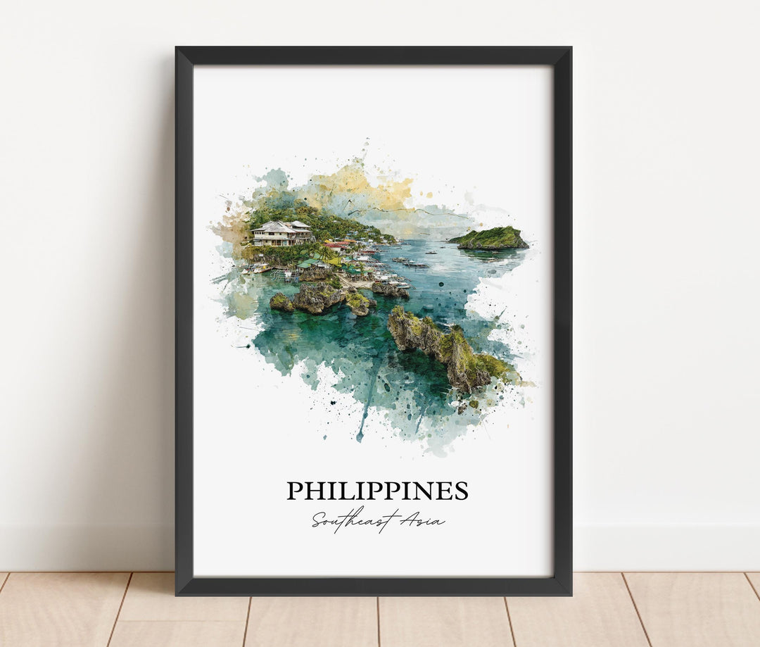 Philippines Wall Art, Philippines Print, Philippines Watercolor Art, Philippines Gift, Travel Print, Travel Poster, Housewarming Gift