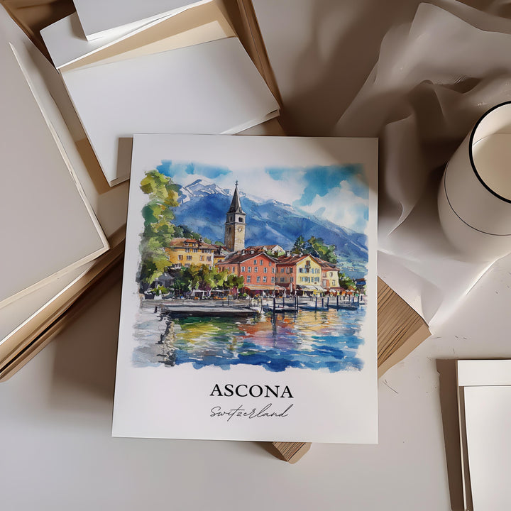 Ascona Travel Print Wall Art Ascona Wall Hanging Home Décor Ascona Gift Art Lovers Switzerland Art Lover Gift Ascona Poster