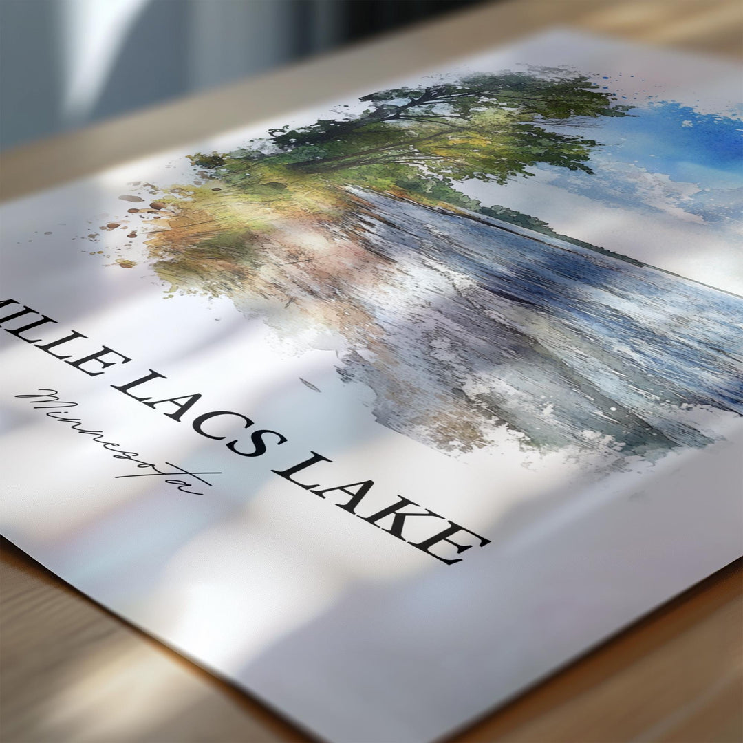 Mille Lacs Lake Wall Art, Onamia Print, Minnesota Watercolor Art, Mille Lacs Lake Gift, Travel Print, Travel Poster, Housewarming Gift