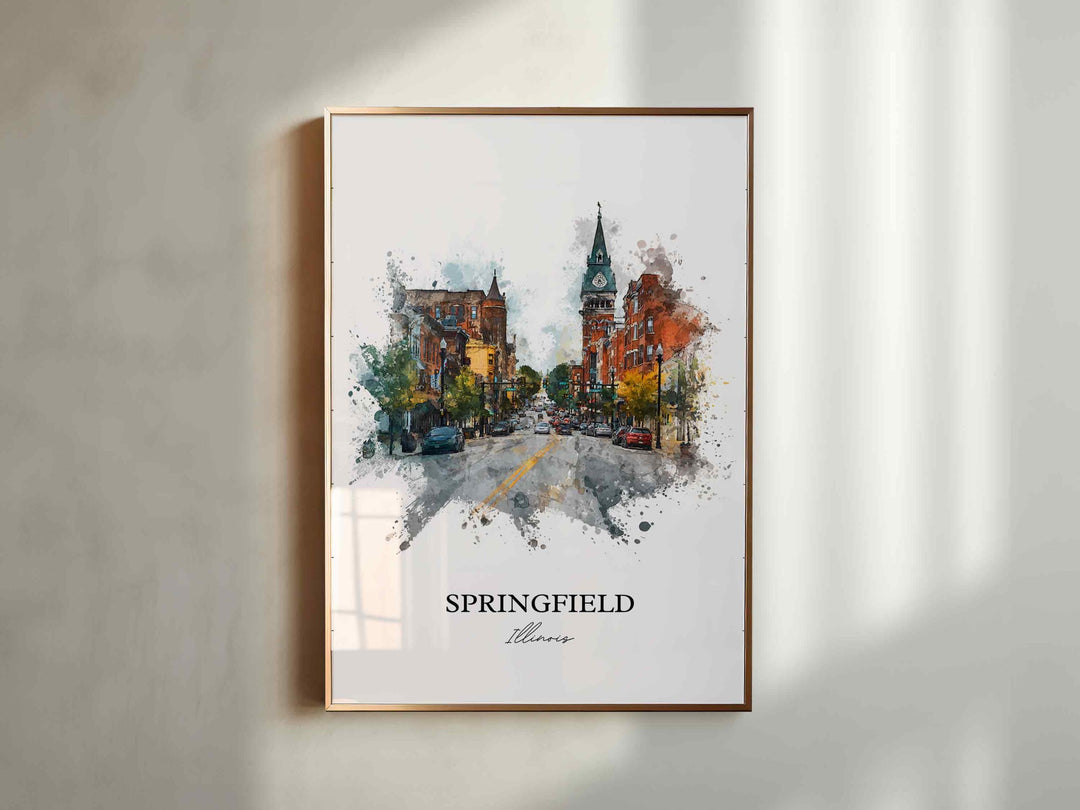 Springfield, Illinois – Watercolor Art Print