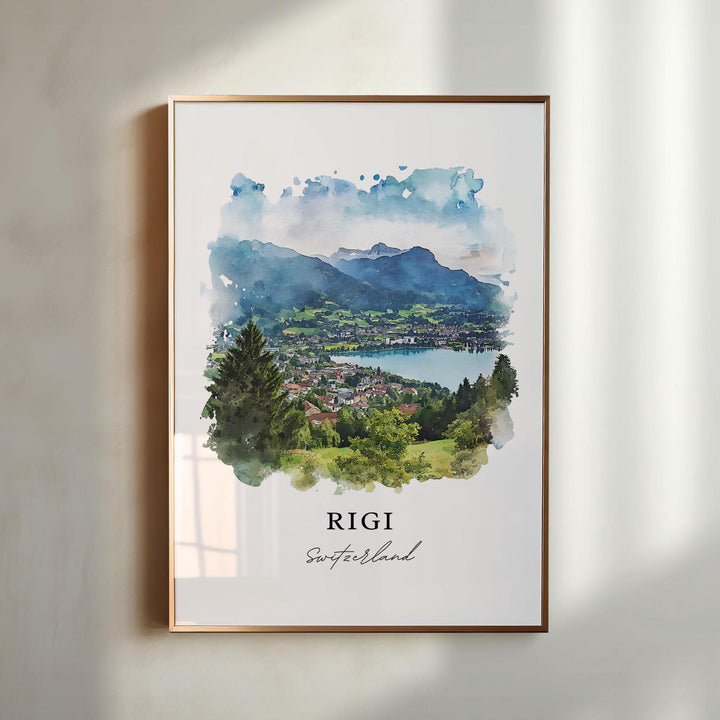 Rigi Switzerland Wall Art, Rigi Print, Lucerne Watercolor Art, Rigi Swiss Gift,