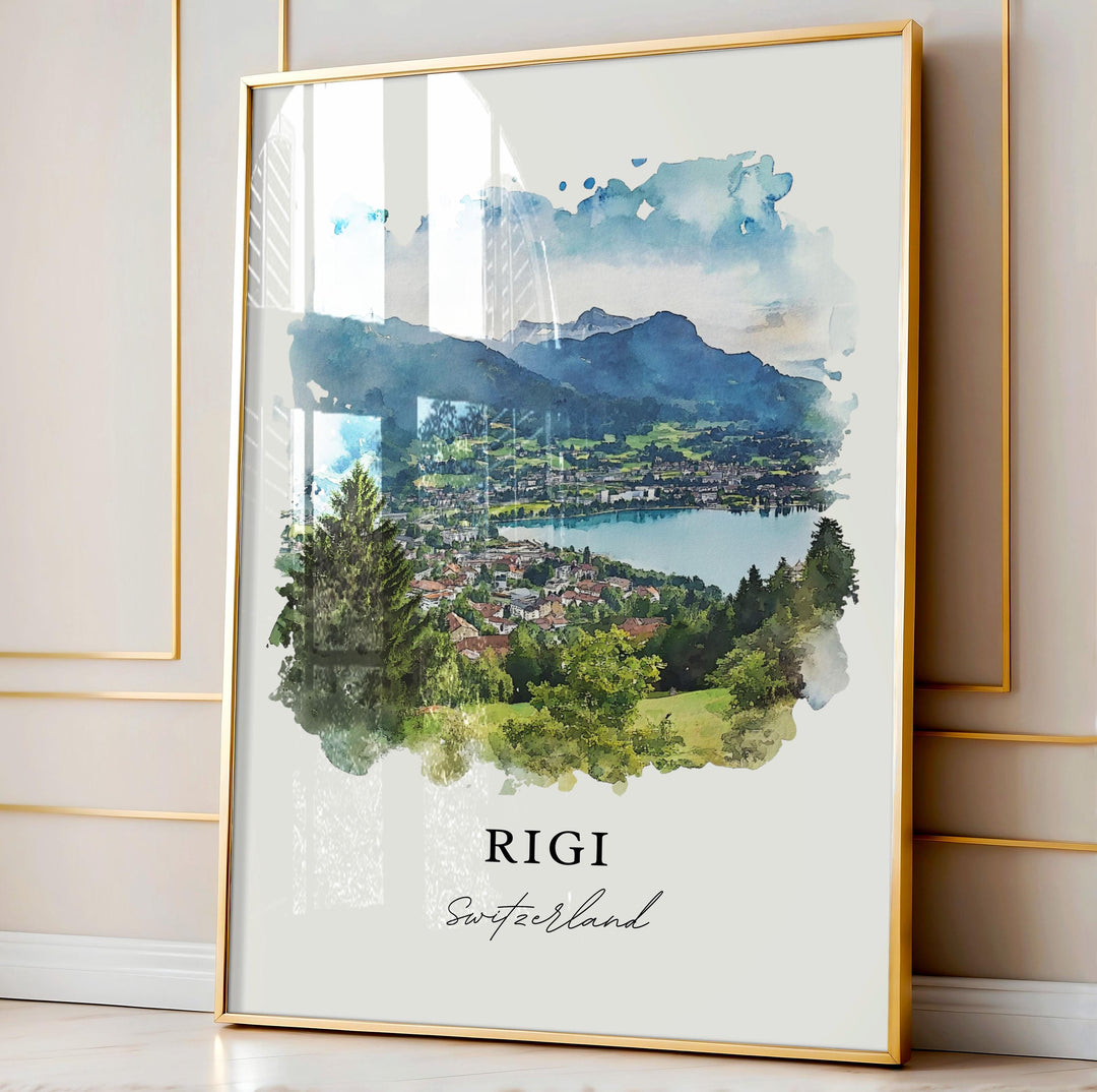 Rigi Switzerland Wall Art, Rigi Print, Lucerne Watercolor Art, Rigi Swiss Gift,