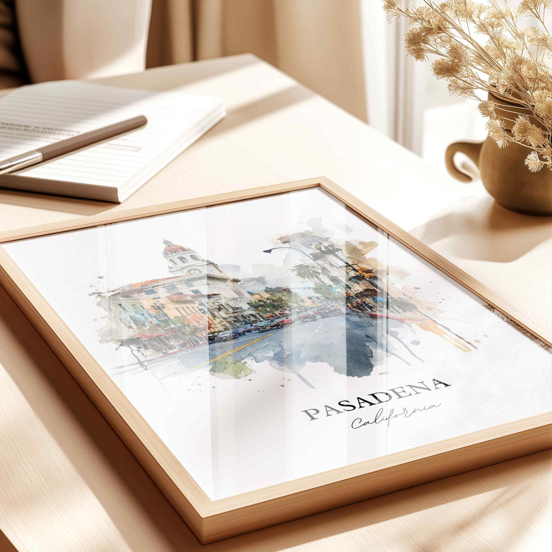 Pasadena, California Wall Art, Pasadena Print, Pasadena Watercolor Art, Pasadena California Gift, Travel Print, Travel Poster, Housewarming Gift