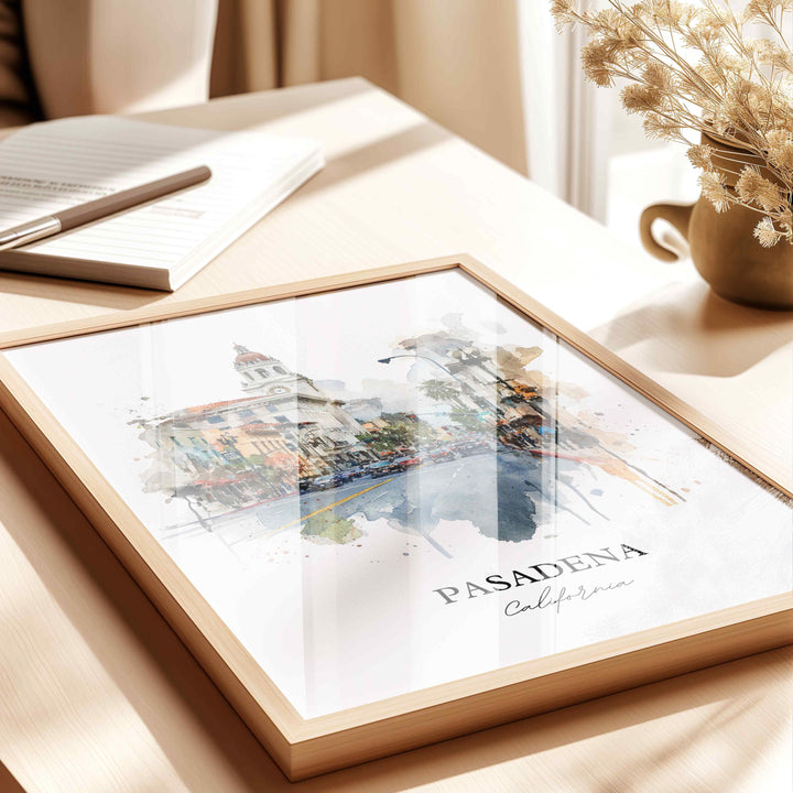 Pasadena, California Wall Art, Pasadena Print, Pasadena Watercolor Art, Pasadena California Gift, Travel Print, Travel Poster, Housewarming Gift