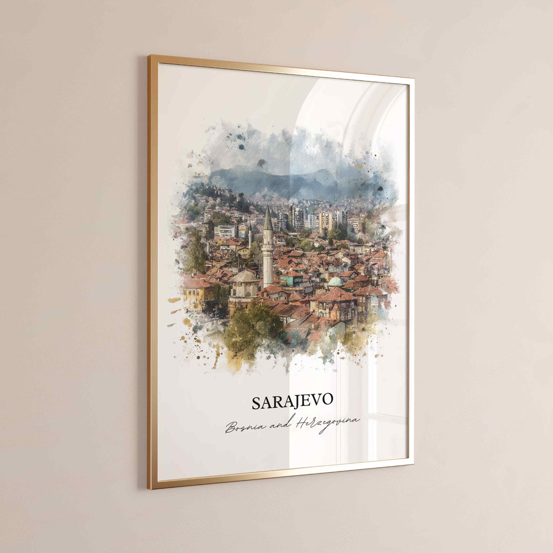 Sarajevo, Bosnia & Herzegovina – Watercolor Art Print