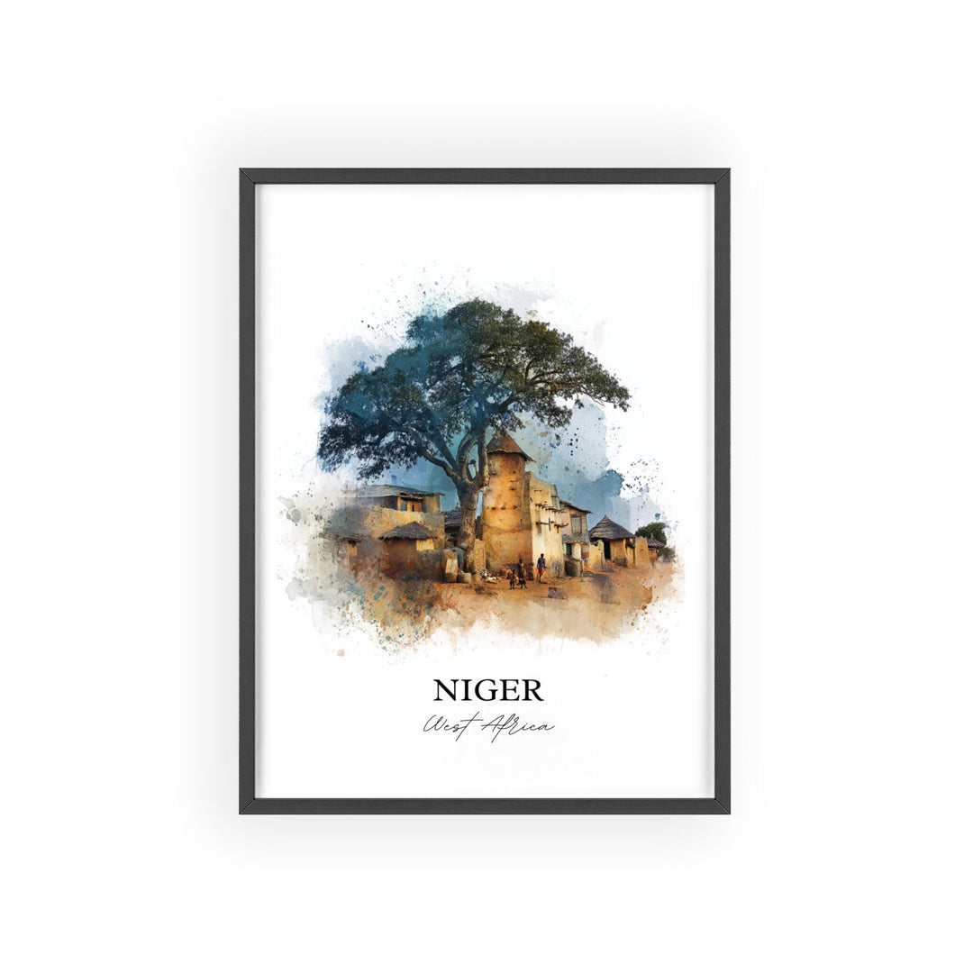 Niger Wall Art, Niger Africa Print, Niger Watercolor Art, West Africa Gift, Travel Print, Travel Poster, Housewarming Gift