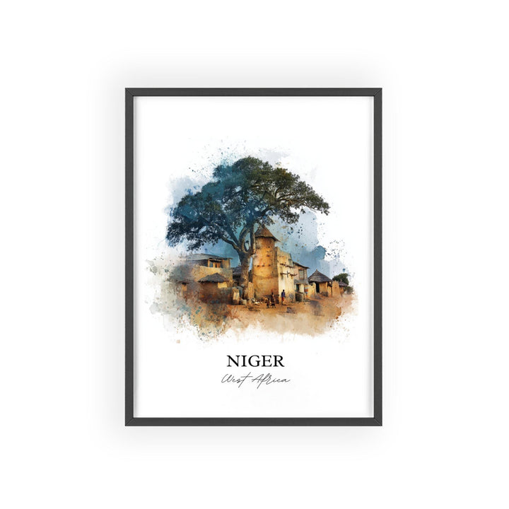 Niger Wall Art, Niger Africa Print, Niger Watercolor Art, West Africa Gift, Travel Print, Travel Poster, Housewarming Gift