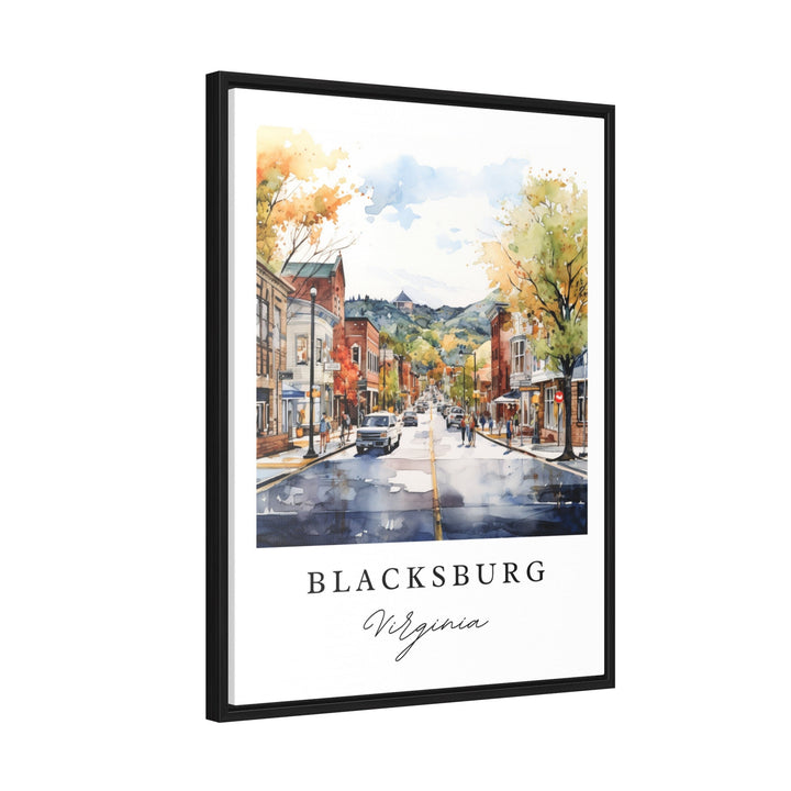 Blacksburg VA Wall Art - Virginia Tech Town Print