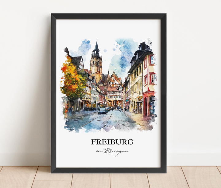 Freiburg im Breisgau Art, Black Forest Print, Germany Watercolor, Freiburg im Breisgau Gift, Travel Print, Travel Poster, Housewarming Gift