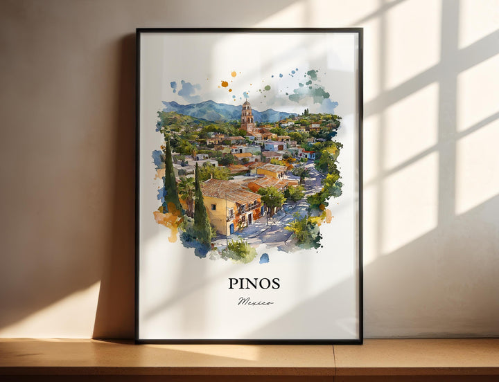 Pinos Mexico Wall Art, Zacatecas Print, Mexico Watercolor Art, Pinos Mexico Gift, Travel Print, Travel Poster, Housewarming Gift