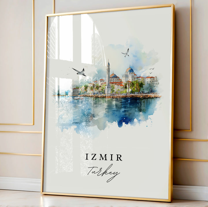 Izmir Turkey wall art - Turkey, Izmir poster print, Izmir Wedding gift, Birthday present, Custom Text, Perfect Gift for Turkish Travellers