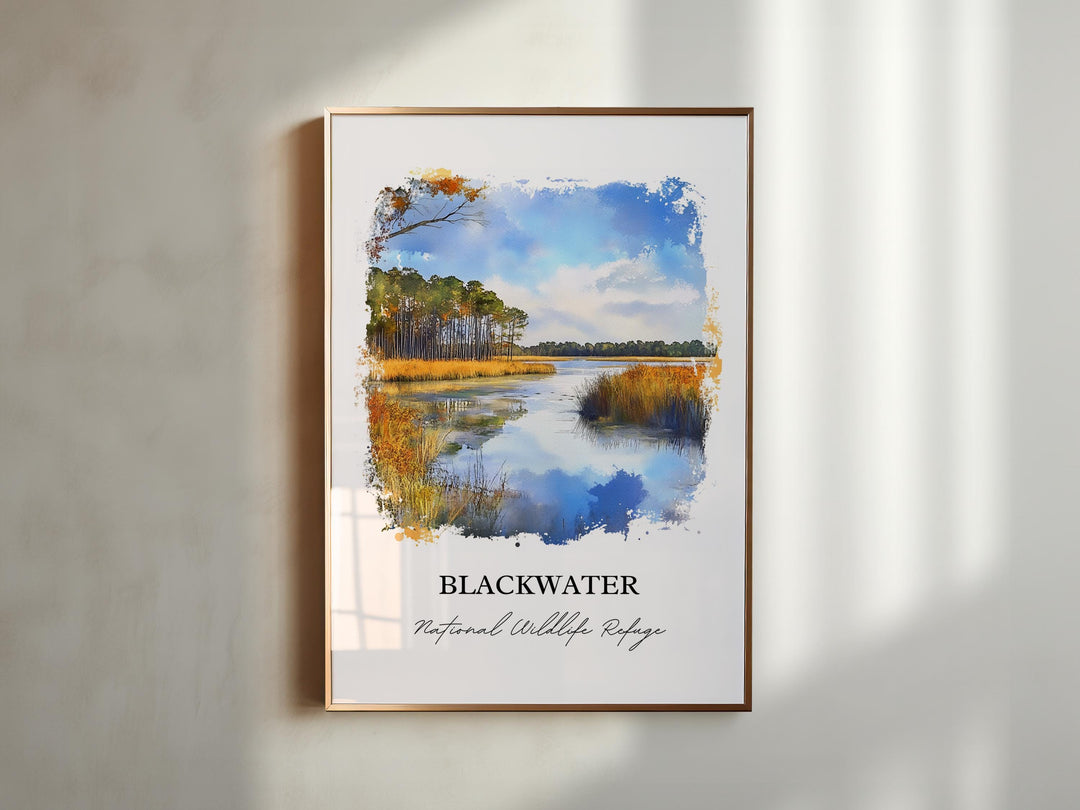 Blackwater National Refuge Wall Art, Cambridge MD Print, Maryland Watercolor, Maryland Gift, Travel Print, Travel Poster, Housewarming Gift