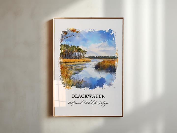 Blackwater National Refuge Wall Art, Cambridge MD Print, Maryland Watercolor, Maryland Gift, Travel Print, Travel Poster, Housewarming Gift