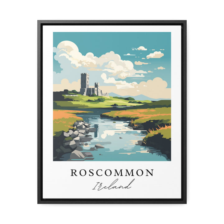 Roscommon traditional travel art - Ireland, Roscommon poster, Wedding gift, Birthday present, Custom Text, Personalised Gift