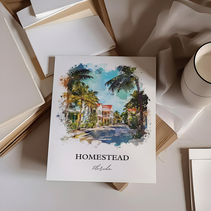 Homestead, Florida, USA – Watercolor Art Print