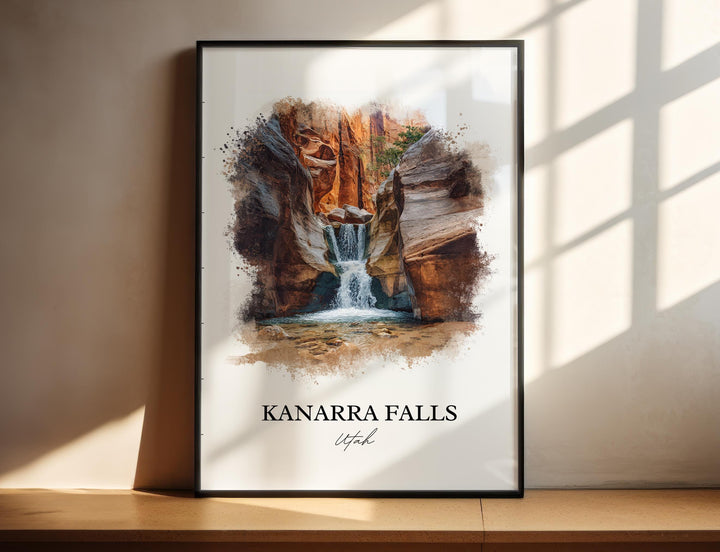 Kanarra Falls Wall Art, Kanarra Falls Print, Utah Watercolor Art, Kanarra Falls Gift, Travel Print, Travel Poster, Housewarming Gift