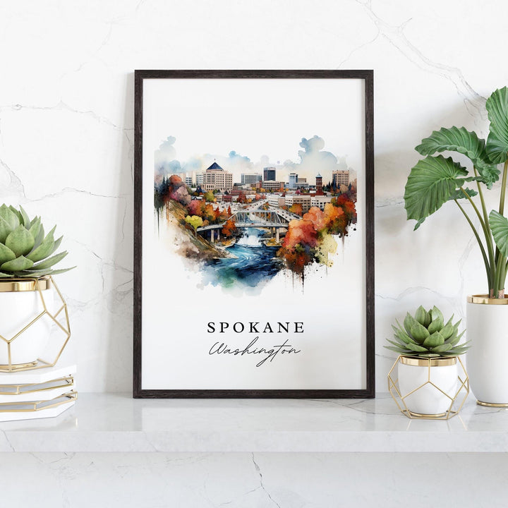 Spokane WA wall art - Washington, Spokane poster, Spokane Wedding gift, Spokane Birthday present, Custom Text, Personalized Gift