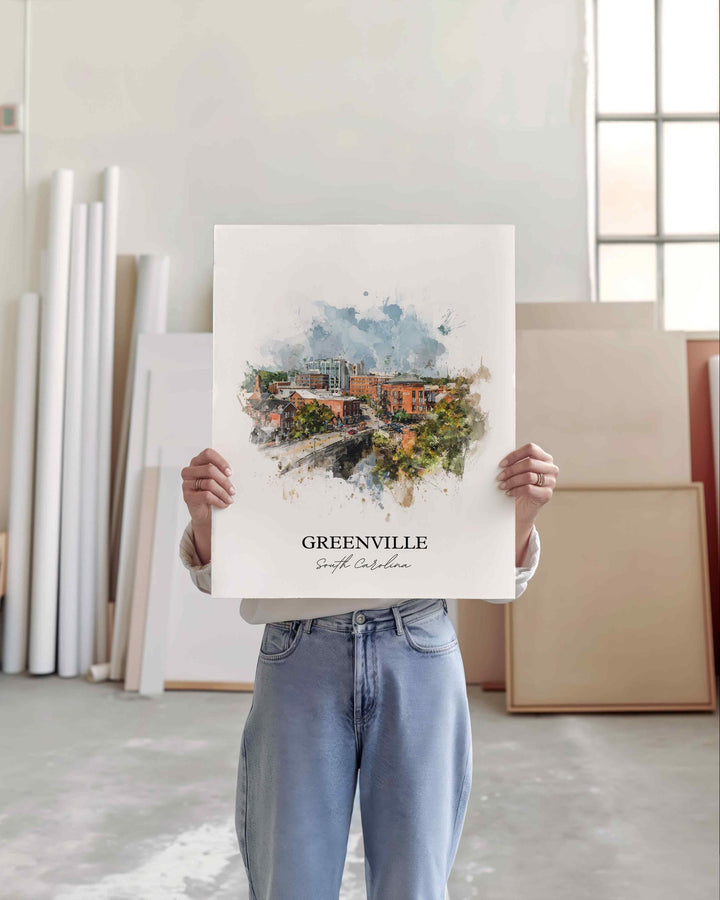 Greenville, South Carolina – Watercolor Art Print